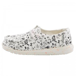 Zapatos Hey Dude Wendy Youth Doodle Girls Niños Blancas Negras 2H0123GI