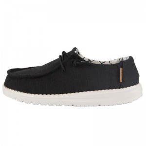Zapatos Hey Dude Wendy Youth Linen Girls Niños Beige Negras 3L6VWOQV