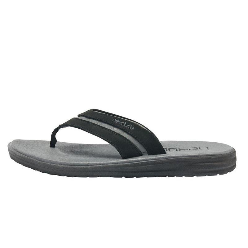 Chancletas Hey Dude Flinn Leather Hombre Negras PI07CKY8