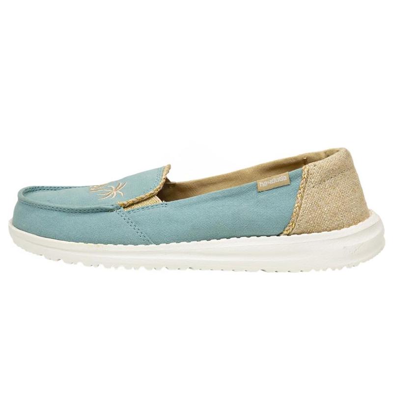 Zapatillas Sin Cordones Hey Dude Lena Natural Mujer Beige Turquesa Claro 9OD7OR8Q