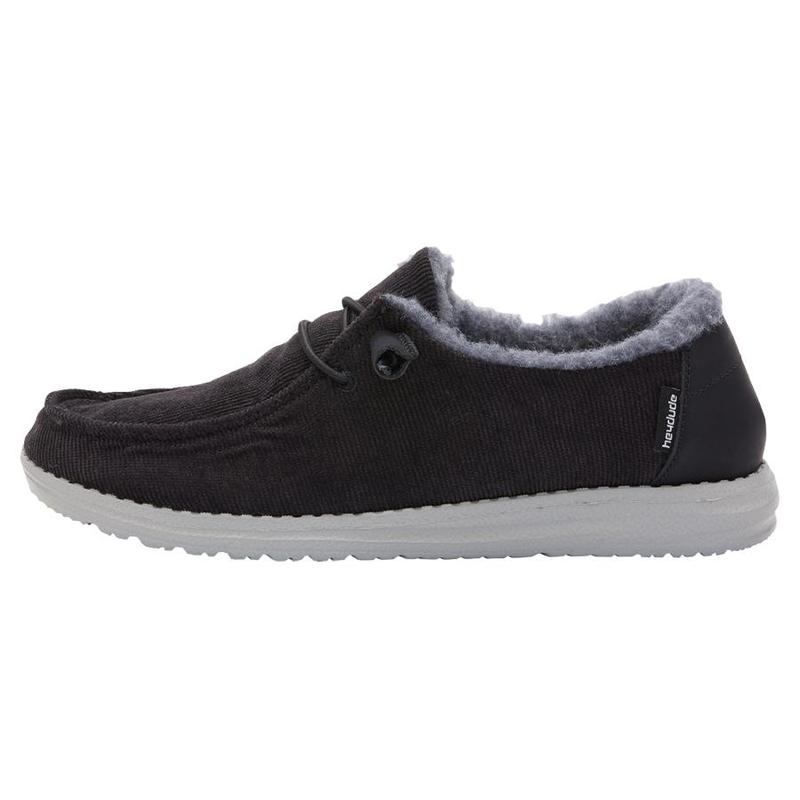 Zapatos Hey Dude Wendy Corduroy Faux Fur Mujer Negras ALET825V