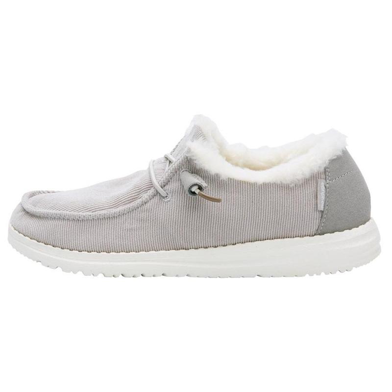 Zapatos Hey Dude Wendy Corduroy Faux Fur Mujer Gris NFSDV06X