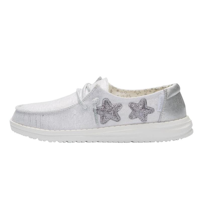 Zapatos Hey Dude Wendy Youth Girls Niños Plateadas E6ITZNCT