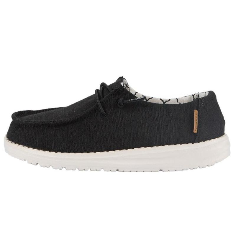 Zapatos Hey Dude Wendy Youth Linen Girls Niños Beige Negras 3L6VWOQV