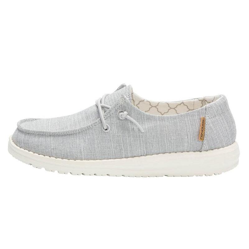 Zapatos Hey Dude Wendy Youth Linen Girls Niños Beige Gris KIYCUNPT